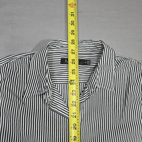 Lauren Ralph Lauren Black Label Career Black & White Striped Shirt Women’s Sz M - Picture 12 of 14